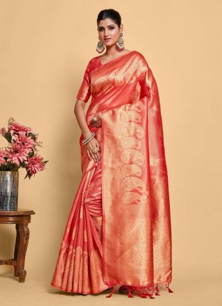 Celestial Red Kanjivaram Silk Designer Sari