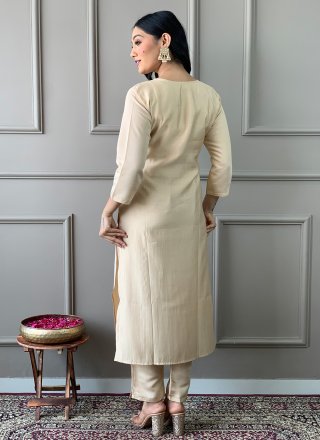 Chanderi Pant Style Suit with Embroidered Work