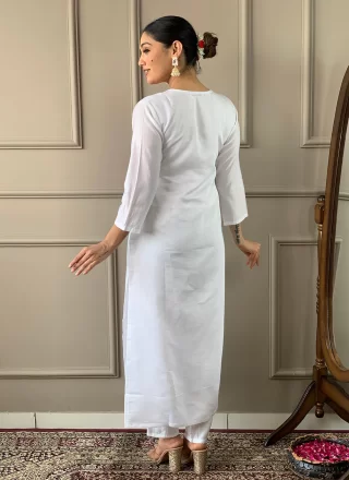 Chanderi Pant Style Suit with Embroidered Work