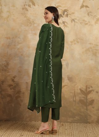 Chanderi Pant Style Suit with Embroidered Work