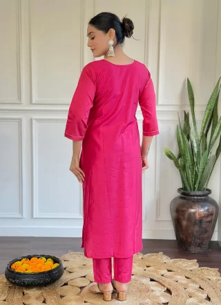 Chanderi Salwar Suit In Pink