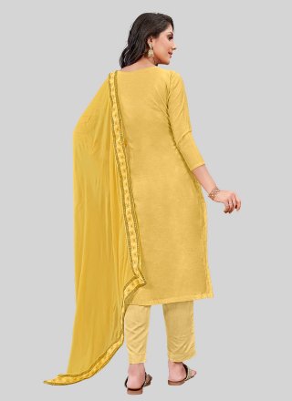 Chanderi Silk Pant Style Suit In Mustard