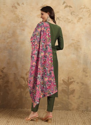 Chanderi Trendy Suit In Green