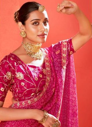 Chiffon Classic Sari In Pink