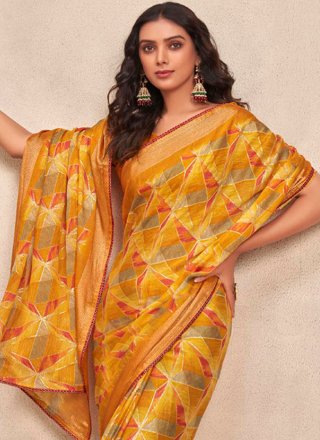 Chiffon Classic Sari In Yellow