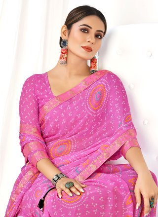 Chiffon Contemporary Saree In Pink