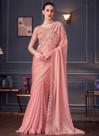 Chiffon Contemporary Saree In Pink