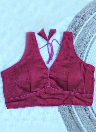 Chiffon Designer Blouse In Magenta and Maroon
