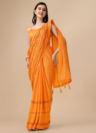 Chiffon Designer Sari with Embroidered Work