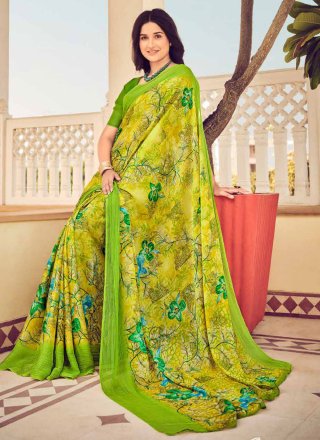 Chiffon Trendy Saree In Green