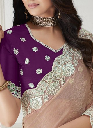 Chiffon Trendy Saree with Embroidered Work