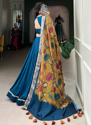 Chinon Lehenga Choli In Blue and Morpeach