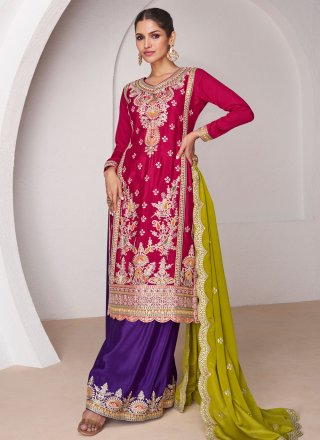 Chinon Salwar Suit In Pink and Purple