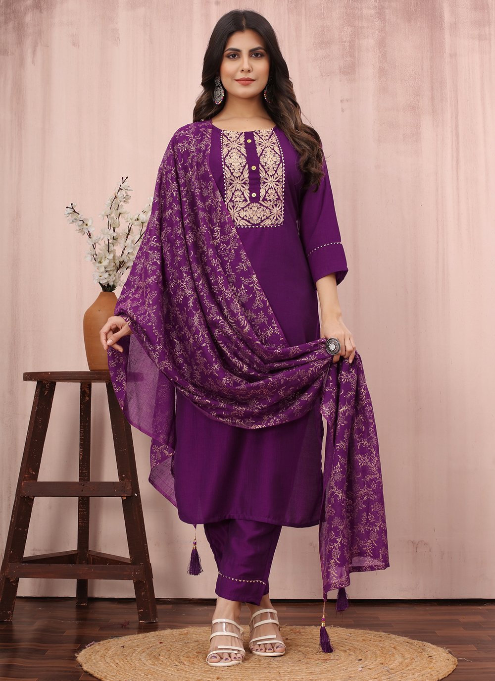 Buy Chinon Salwar Suit In Purple Online : 281920 - Salwar Kameez