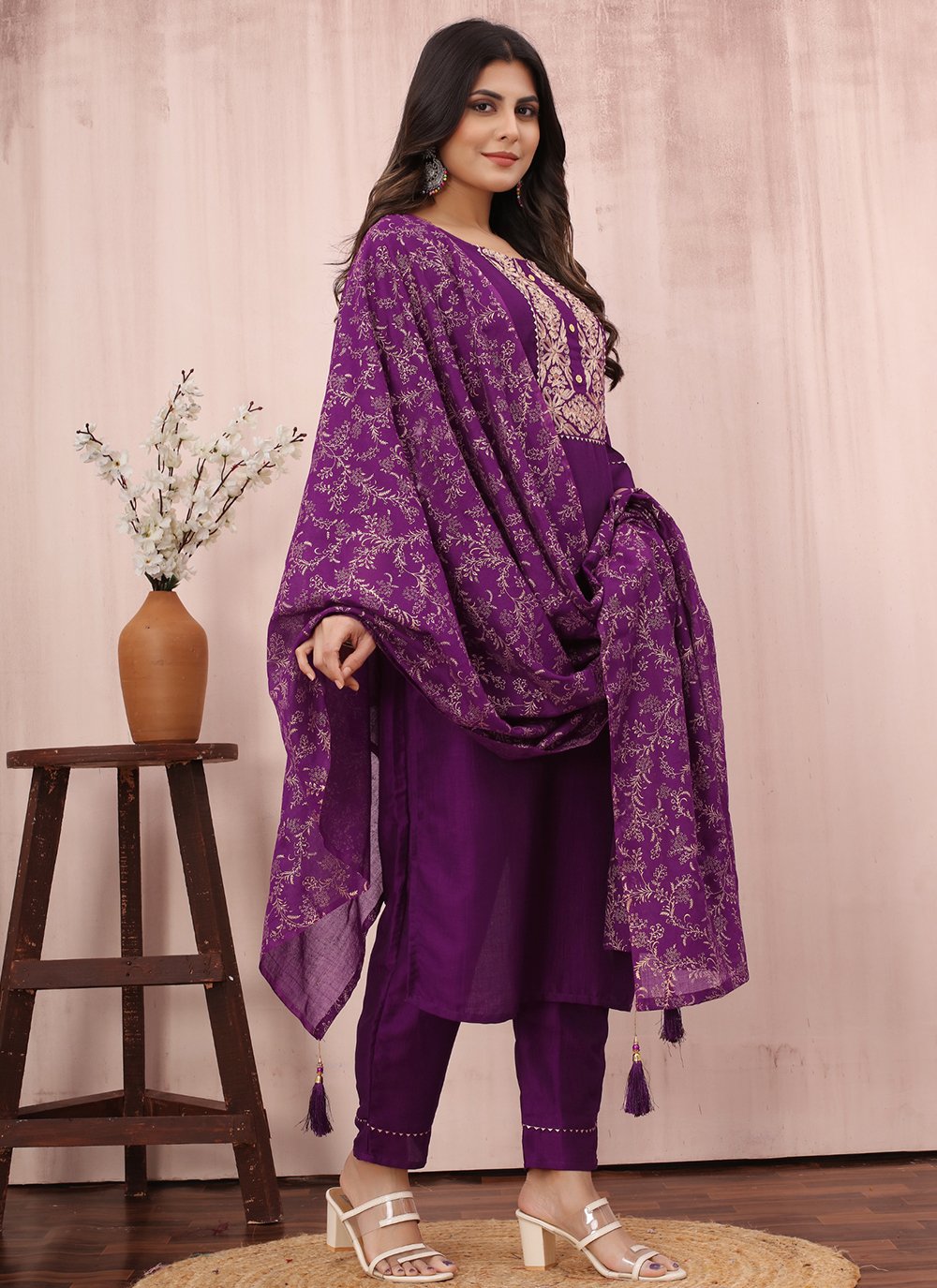 Buy Chinon Salwar Suit In Purple Online : 281920 - Salwar Kameez