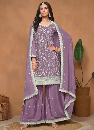 Chinon Salwar Suit In Purple