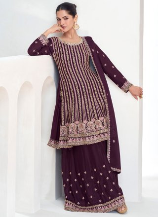 Chinon Salwar Suit In Purple
