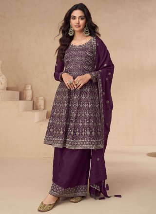 Chinon Salwar Suit In Purple