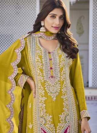 Chinon Salwar Suit with Embroidered and Sequins Work