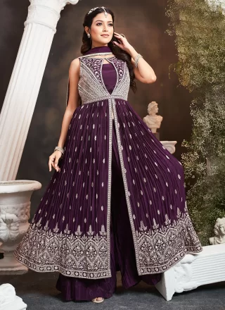 Chinon Salwar Suit with Embroidered Work