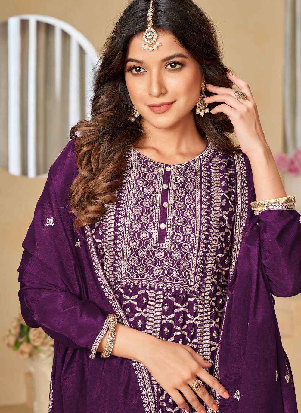 Shop Online Chinon Trendy Suit In Purple : 284343 -