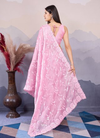 Classical Pink Silk Contemporary Saree