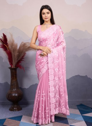 Classical Pink Silk Contemporary Saree