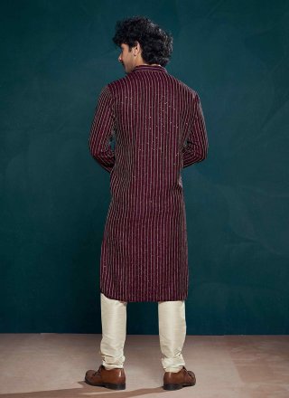 Classical Wine Viscose Kurta Pyjama
