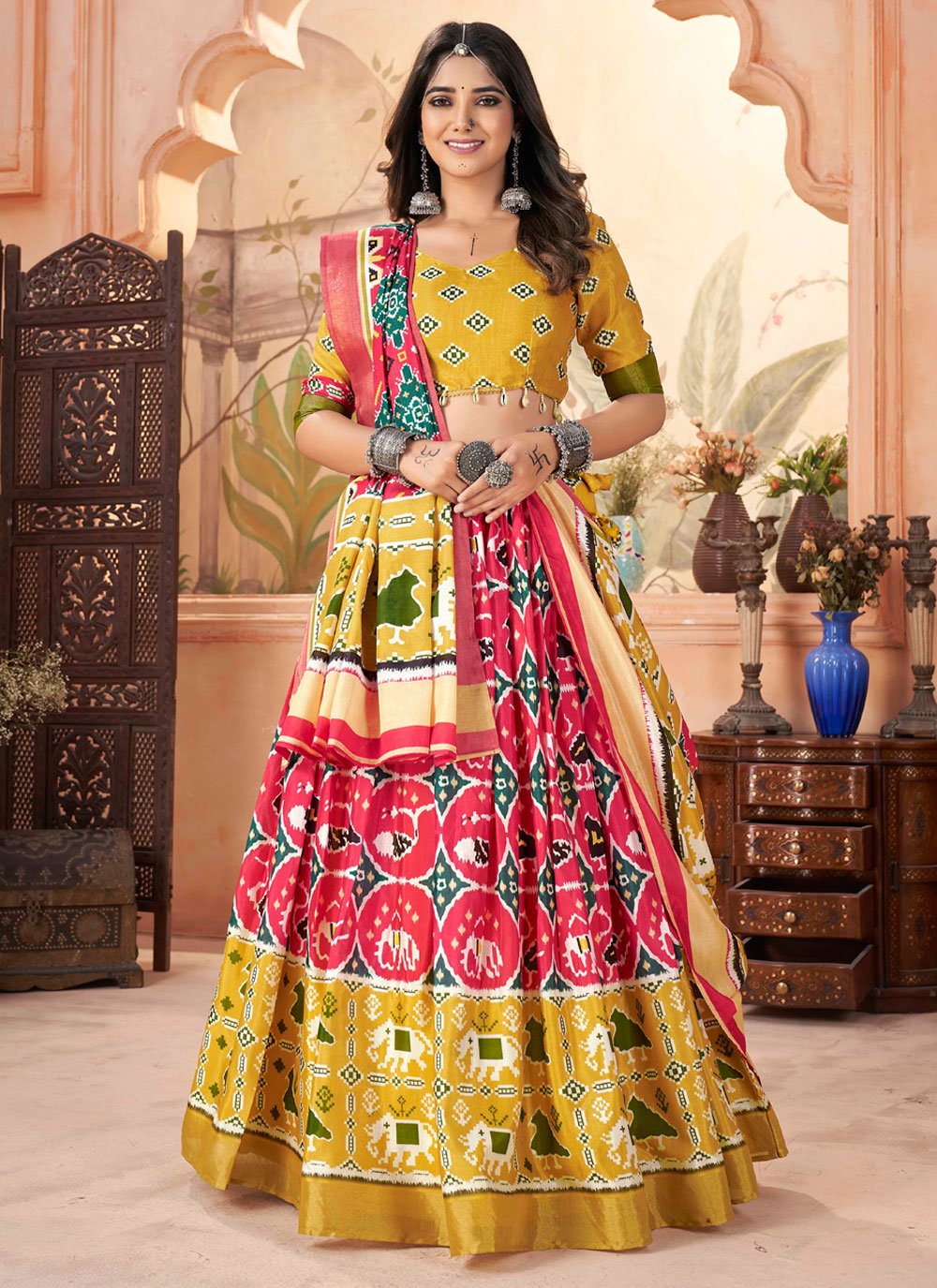 Coton Silk Lacha Images Buy Conspicuous Pink Cotton Silk Lehenga
