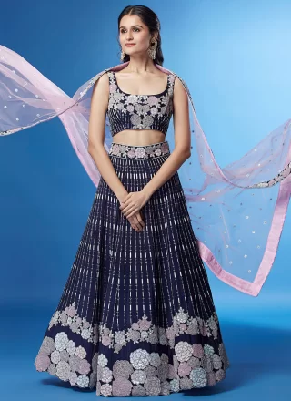 Supriya's Wedding Wear Net Base Full Flared Sky Blue Lehenga at Rs 35000 in  Anand