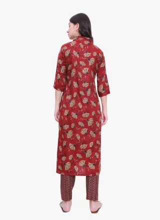 Cotton Casual Kurti In Maroon