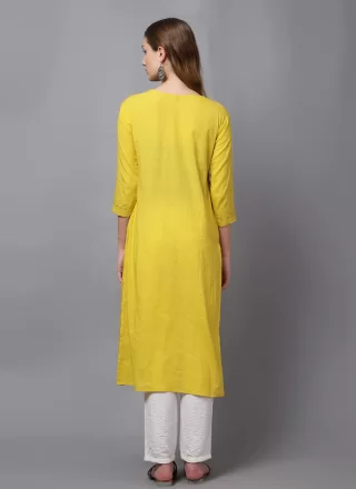 Cotton Casual Kurti In Yellow