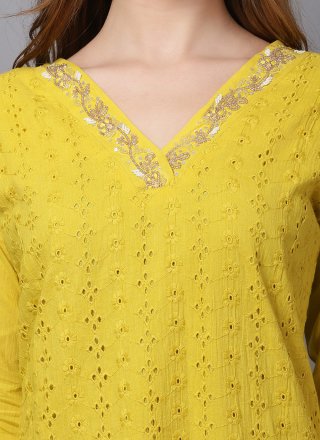 Cotton Casual Kurti In Yellow