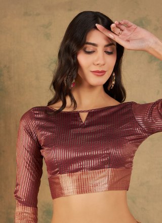 Cotton Contemporary Sari In Maroon Cotton Contemporary Sari In Maroon