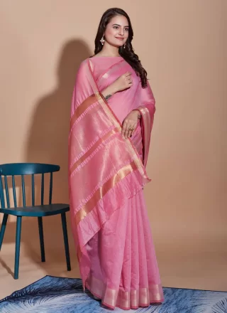 Cotton Contemporary Sari with Woven Work