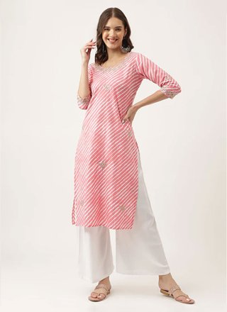 Cotton Designer Kurti In Pink
