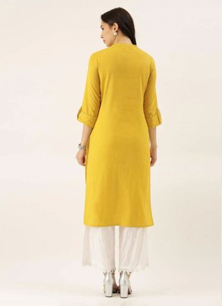 Cotton Designer Kurti In Yellow