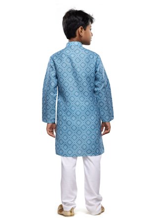 Cotton Kurta Pyjama In Blue