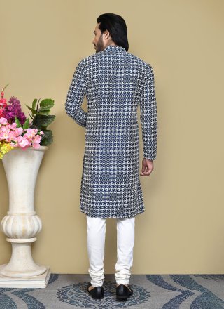 Cotton Kurta Pyjama In Blue