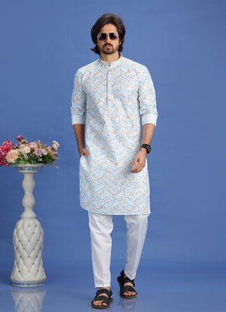 Cotton Kurta Pyjama In Multi Colour