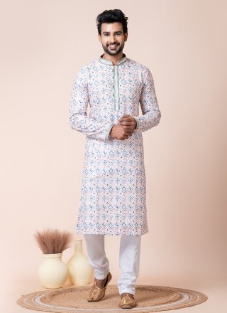 Cotton Kurta Pyjama In Multi Colour