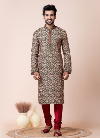 Cotton Kurta Pyjama In Multi Colour