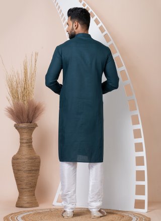 Cotton Kurta Pyjama In Rama