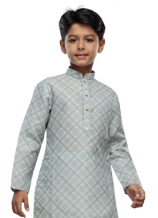 Cotton Kurta Pyjama In Sea Green