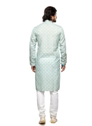 Cotton Kurta Pyjama with Digital Print and Thread Work