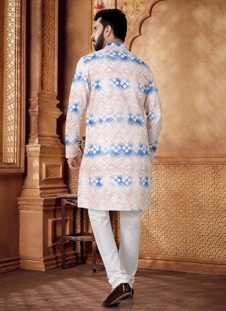 Cotton Kurta Pyjama with Foil Print Work
