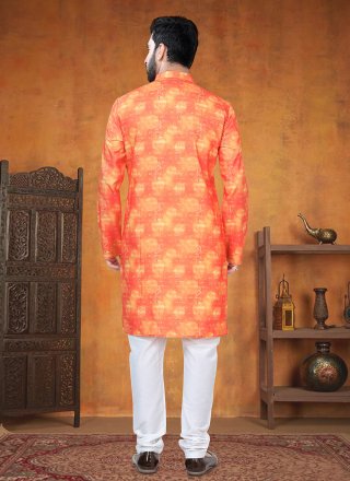 Cotton Kurta Pyjama with Print Work