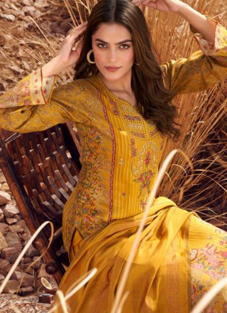 Cotton Lawn Salwar Suit with Digital Print and Embroidered Work