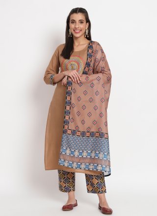 Cotton Pant Style Suit In Brown