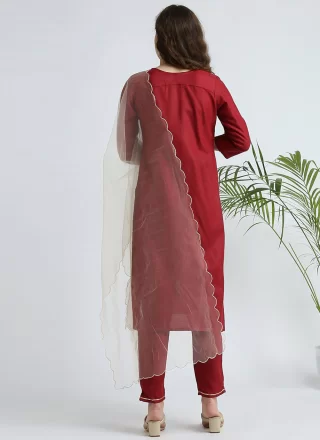 Cotton Pant Style Suit with Embroidered Work